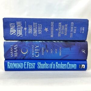 Books By Color Bundle Of Three Book Stack Blue Hardcover Home Decor Fiction